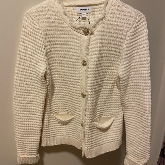 White Cardigan with Pear buttons - Picture 2 of 4